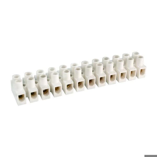 Anslutningsskena 12 element Intensitet 60A/101A 25 mm². Electro DH Färg Vit 10.777/25 843055552117420