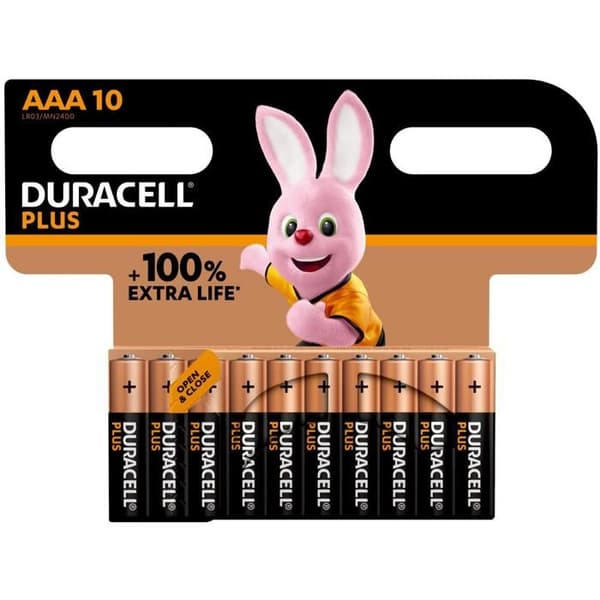 Duracell Plus AAA, Micro (LR03,MN2400) paket med 10 batterier