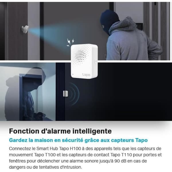Smart hub - Tapo - H100 - Anslut upp till 64 enheter - 19 ringsignaler - Kompatibel med Google Home