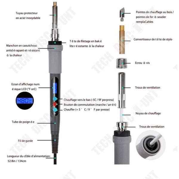 TD® Graveringsjärnset termostat digital display elektrisk lödkolvset termostatsats digital borste