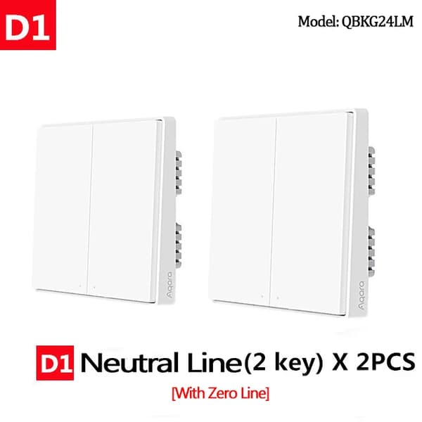 Aqara Smart Switch, 2 eller 3 knapper, Zigbee kommunikation,D1Med Neutral 2 X2