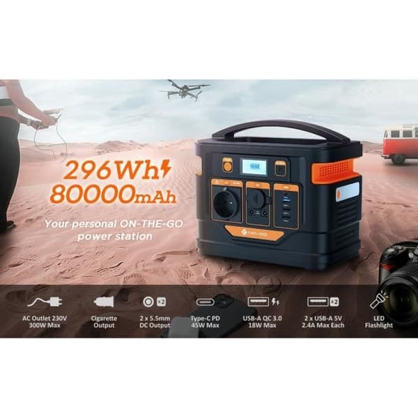 NOVOO Externbatteri Bärbar Energigenerator 296Wh 80000mAh, Nödkraft med AC-utgång.