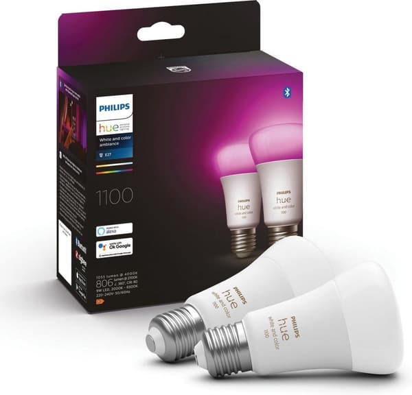 Philips Hue White & Color Ambiance E27 Twin Pack 2x800lm 75W [Energiklasse F] (8719514291324)