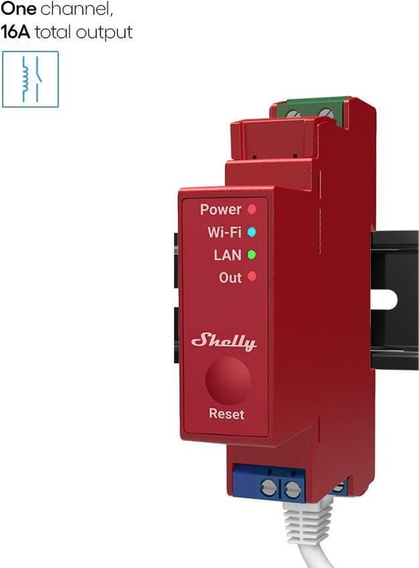 Home Shelly Relay "Pro 1PM" WLAN & LAN switching aktuator Maks. 16A BT målefunktion (Shelly Pro1PM)