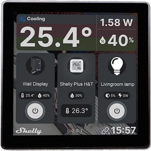 Shelly Wall Display - Trådløs - Sort - 10,2 cm (4") - Touch - IP20 - 110 - 230 V (Shelly_Wall_Display)