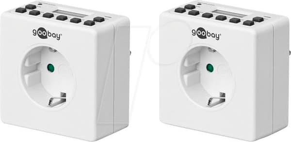 Goobay digital timer, 2 delar, vit - exakt kontroll av elektroniska enheter med diskret design (55541)