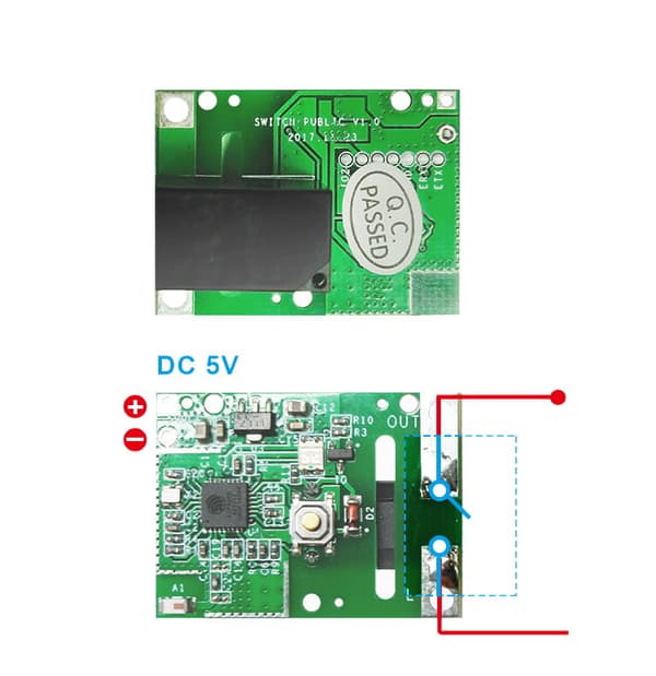 WiFi-styret relæ 5V strømforsyning spændingsfri udgang SONOFF RE5V1C