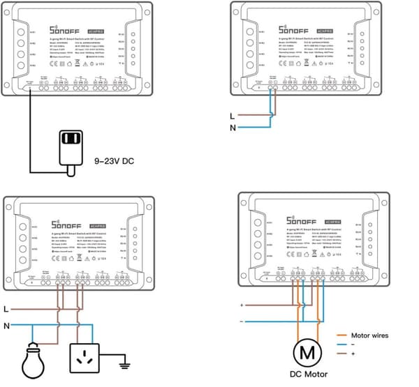 Sonoff 4CH Pro R3 4-kanalig WiFi + RF-switch 433MHz med firmwareuppgraderingstjänst på SUPLA