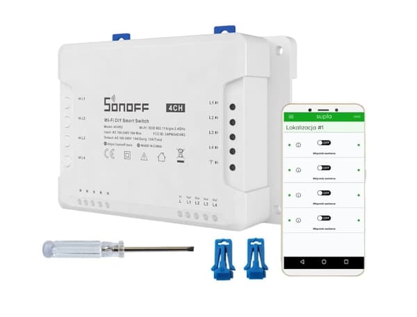 Sonoff 4CH R3 4-kanavainen WiFi-kytkin laiteohjelmistopäivityspalvelulla SUPLA:ssa