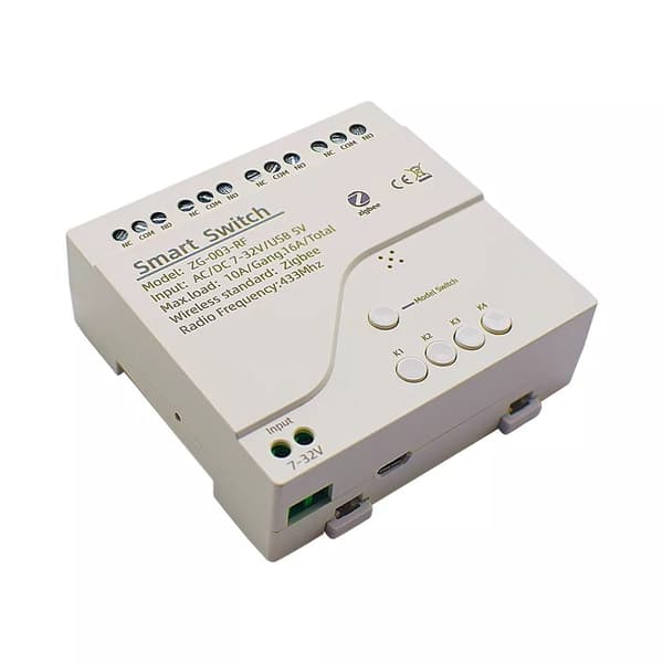4-kanals spændingsfrit relæ 4 kanaler Zigbee 3.0 + RF433MHz Tuya