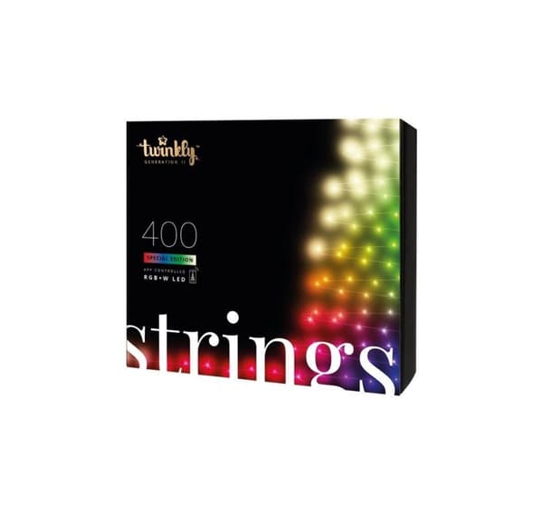 Twinkly, Strings Smart LED Lights 400 RGBW (monivärinen + valkoinen), 32m, musta lanka