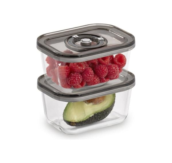 Caso, Vakuumbehållare i glas med plastlock (2 st), VacuBoxx Eco-Duo S