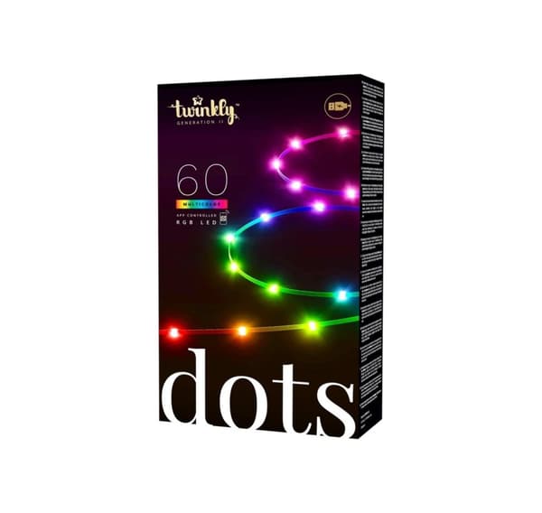 Twinkly, Dots Smart LED-lys 60 RGB (flerfarvet), USB-drevet, 3m, sort