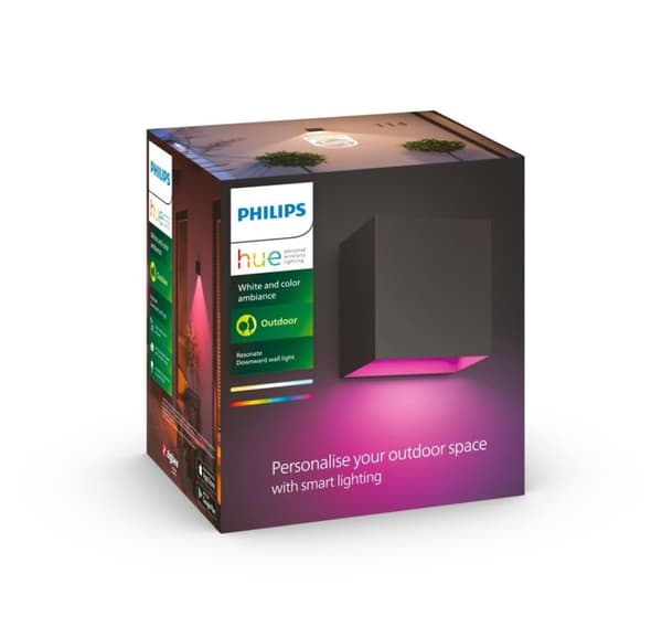 Philips Hue, WCA Resonate Outdoor Downward Wall Lantern, Sort