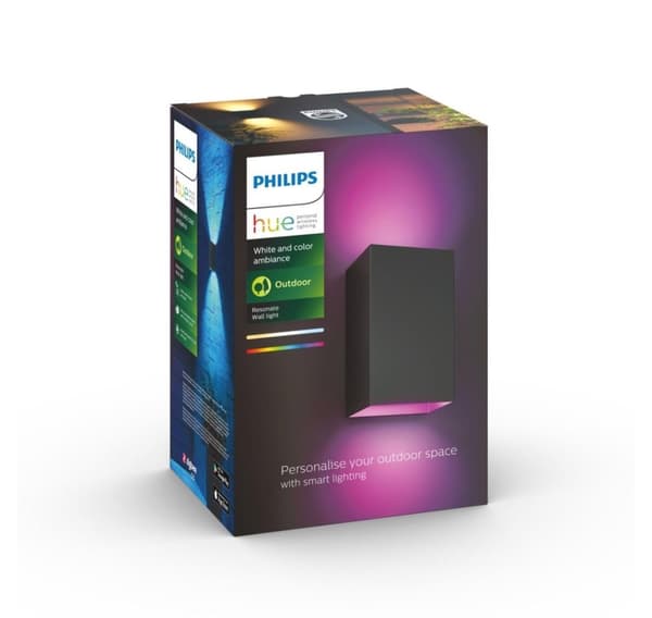 Philips Hue, WCA Resonate Outdoor Wall Lantern, Black