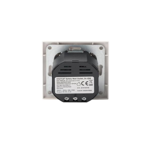 Digitus, Sikkerhetsuttak for innfelt montering med 2 USB-porter, DA-70613