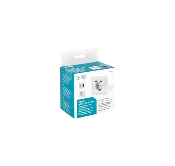 Digitus, Sikkerhetsuttak for innfelt montering med 2 USB-porter, DA-70613