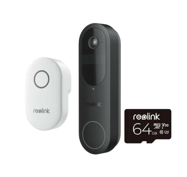Reolink, D340B Dørklokkebatteri med klokke og 64 GB SD-kort