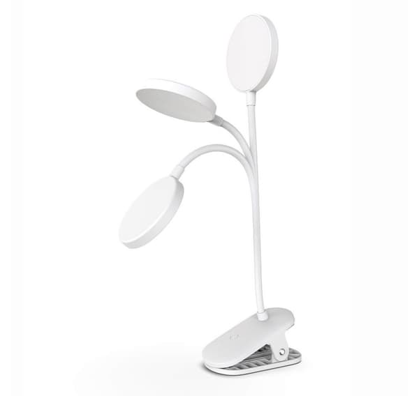 ColorWay, LED-bordlampe fleksibel og klips 2 med innebygd batteri, CW-DL10FCB-W