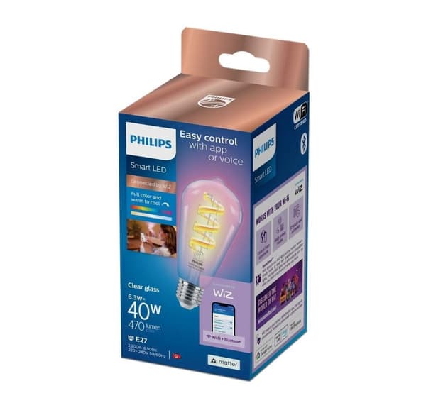 WiZ, Philips Smart WiFi Filament Clear ST64 RGB