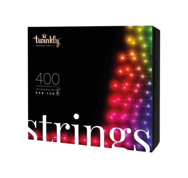 Twinkly, Strings Smart LED Lights 400 RGB (monivärinen), 32m, musta lanka