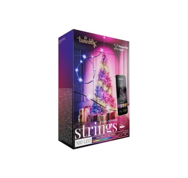 Twinkly, Candies 100 helmenmuotoista RGB-LEDiä, vihreä johto, USB-C