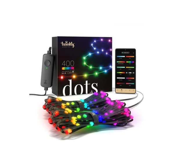 Twinkly, Dots Smart LED 400 RGB, 20m, svart ledning