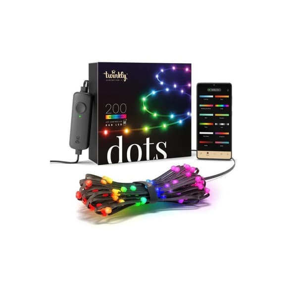 Twinkly, Dots Smart LED 200 RGB, 10m, svart tråd