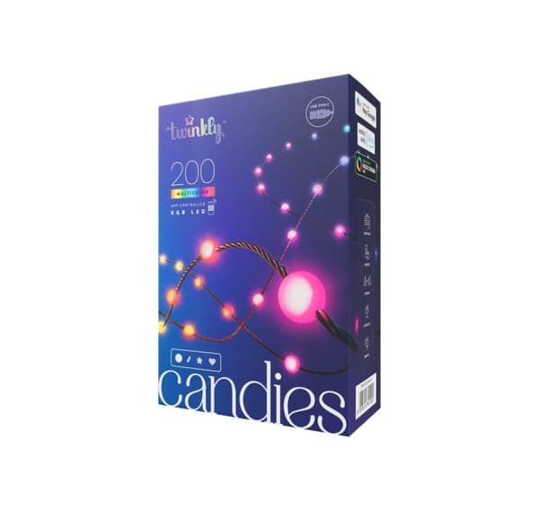 Twinkly, Candies 200 pärlformade RGB-lysdioder, grön tråd, USB-C