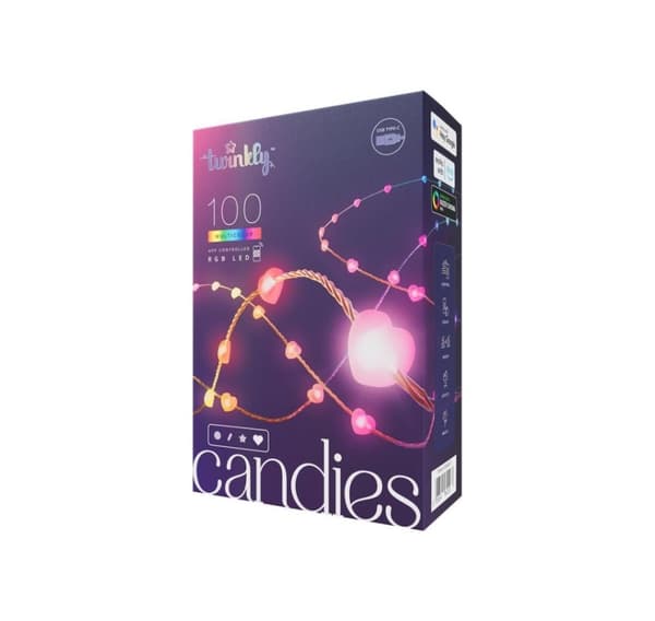 Twinkly, Candies 100 sydämenmuotoista RGB-LEDiä, kirkas johto, USB-C