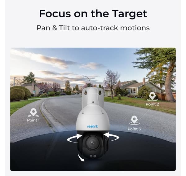 Reolink, Smart 4K PoE-sikkerhedskamera med 16X optisk zoom, P850