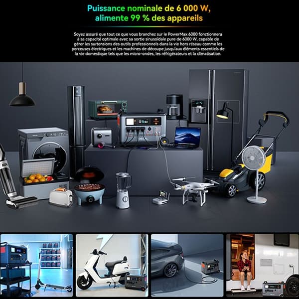 Batteri D'Alimentation Domotique OSCAL PowerMax 6000 Solgenerator bärbar + OSCAL PM200 Fällbart solpanel 200W