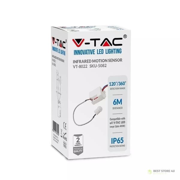 Infrarød bevægelsessensor på kablet V-TAC VT-8022