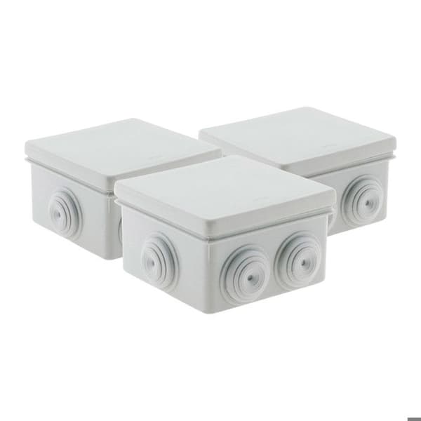 Kvadratisk fördelningslåda - Zenitech - Förpackning med 3 - Vattentät IP55 - 80x80x40mm - Vit