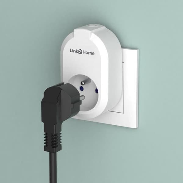 Sæt med 2 forbundne stikkontakter - LINK2HOME - 230 V - Hvid