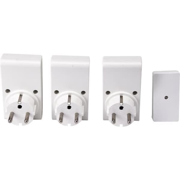 3 kauko-ohjattavan pistorasian sarja + kaukosäädin - GAO - 230 V - valkoinen