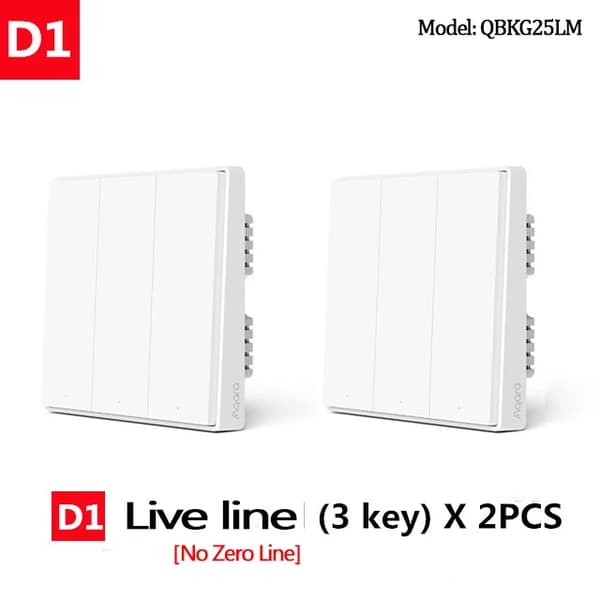 Aqara Smart Vægbryder, Live Line, 2 Taster, 3 Taster,Ingen neutral 3keyX2
