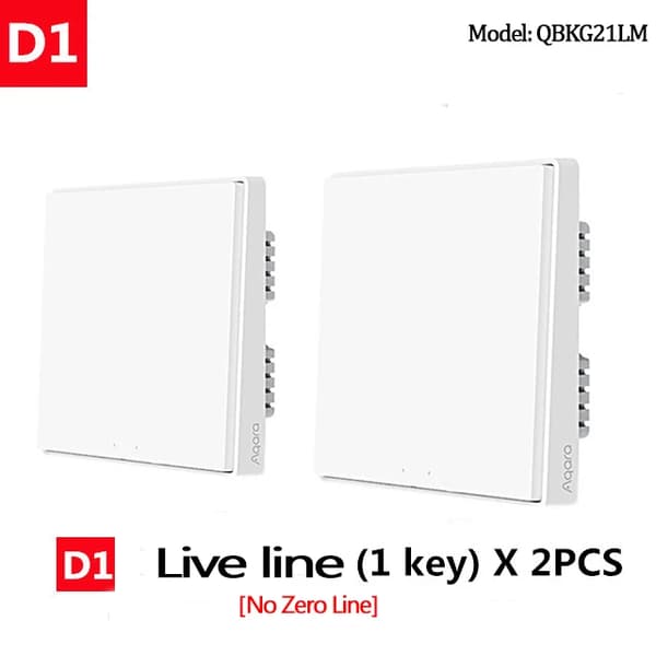 Aqara Smart Väggbrytare, Live Line Design, Ingen Neutral Nödvändig,2X ingen neutral 1nyckel