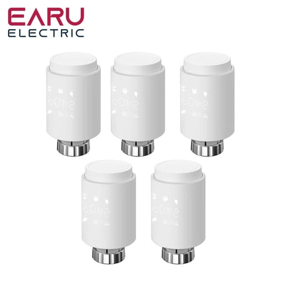 Smart Radiator Actuator, Programmerbar Termostat, Fjernbetjent Temperaturkontrol, 5pc TV02