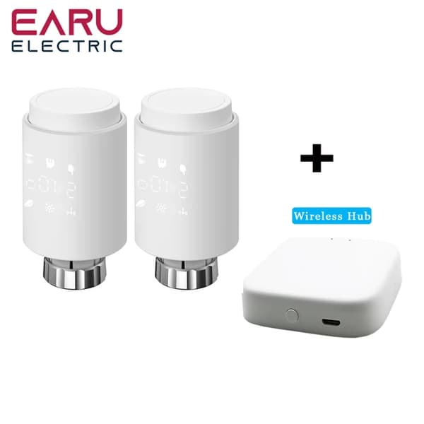 Smart Radiator Actuator, Programmerbar Termostat, Fjärrtemperaturkontroll, 2pc TV02-Hub