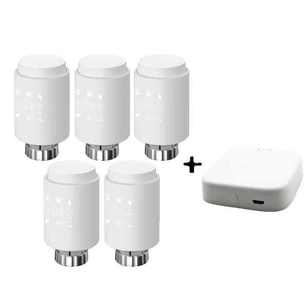 Smart Radiator Actuator, Programmerbar Termostat, Fjärrtemperaturkontroll, 5-delad TV02-Hub