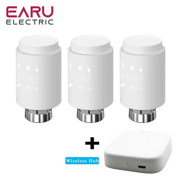 Smart Radiator Actuator, Programmerbar Termostat, Fjernbetjent Temperaturkontrol, 3pc TV02-Hub