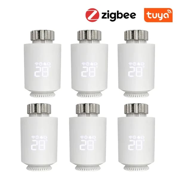 Smart Radiator Actuator, ZigBee-forbindelse, Stemmestyring med Alexa & Google Home, 6 stk uden gateway