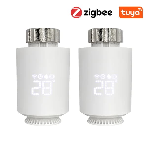 Smart Radiator Actuator, ZigBee-forbindelse, Stemmestyring med Alexa & Google Home, 2 stk uden gateway