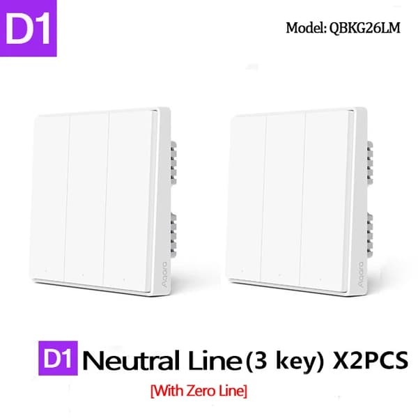 Smart Väggströmbrytare, ZigBee Anslutning, Ingen Neutralledning Krävs, 2X D1 med Neutral 3K