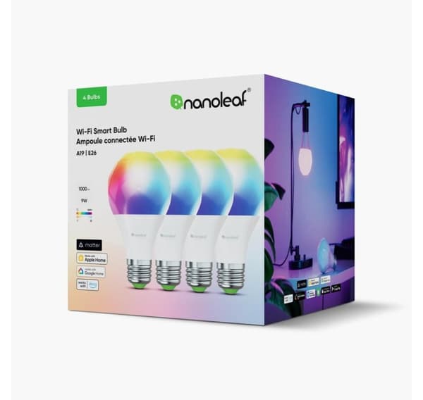 Nanoleaf, Essentials Smart A60 Bulb Matter WiFi 900Lm 2700-6500K, 4st förpackning