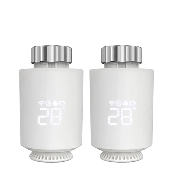 Termostatisk ventil, smart fjernbetjening, stemmeassistentkompatibel,3.7V, TRV 2stk