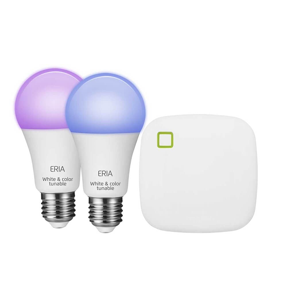 ADUROSMART ERIA Startpack, 2 E27 RGB + Bridge 16milj. färger 2200-6500k
