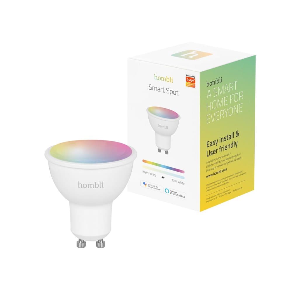 Smart lampa, WiFi, Hombli Smart Spot GU10, LED, RGB & CCT, 5W, Dimbar, Multifärg