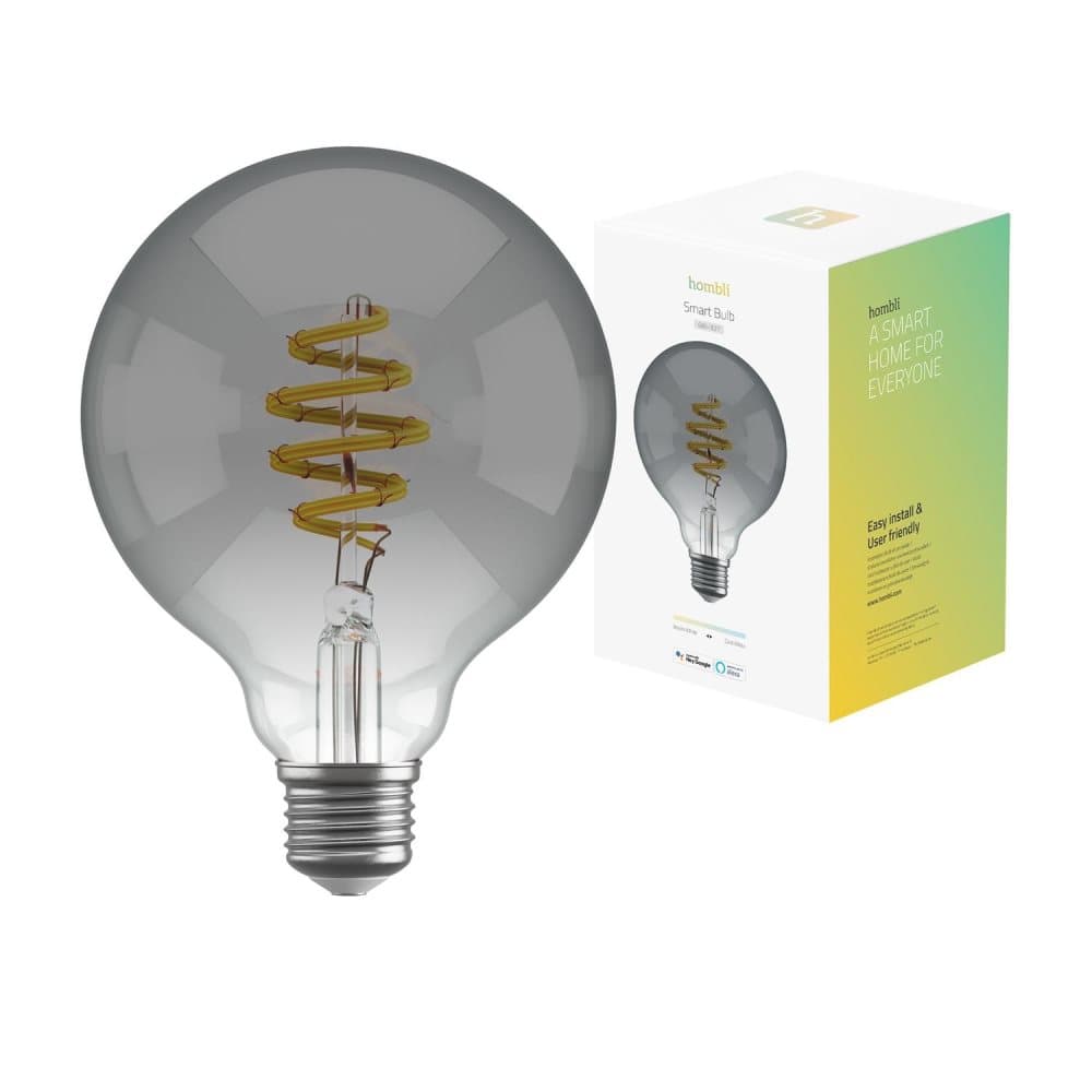 Smart lampa, WiFi, Hombli Smart Bulb Smokey G95, E27, LED, CCT, 5,5W, Dimbar, Retro Filament, med retrofilament